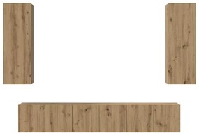 Conjunto de móvel de TV com prateleira 4 pcs carvalho artisiano