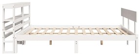 Cama sem colchão 140x200 cm madeira de pinho maciça branco