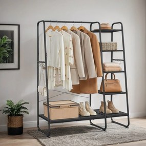 Guarda Roupa aberto com 6 ganchos 45 x 120 x 160 cm em preto
