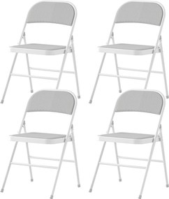 Conjunto de 4 cadeiras dobráveis (MESA NÃO INCLUIDA), cadeiras de jantar portáteis, estrutura em aço, 45 x 46 x 78 cm, branco