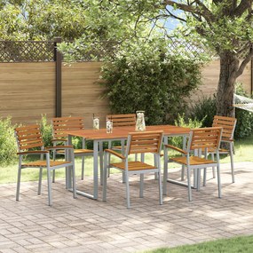 vidaXL Conjunto de Jantar de Jardim com 7 Peças em Madeira Sólida de Acácia e Metal