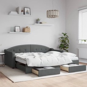 Sofá-cama c/ gavetão e gavetas 90x190 cm tecido cinzento-escuro