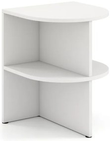 Conjunto de 2 mesas laterais semi-redondas, mesas de cabeceira meia-lua de 2 níveis com prateleiras abertas, 38 x 38 x 48,5 cm, brancas