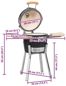 Kamado churraqueira fumadora de cerâmica 81 cm