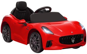 AIYAPLAY Carro Elétrico para Crianças Maserati Gran Turismo Folgore 12V Controlo Remoto Faróis Buzina e Música MP3 98x59x43 cm Vermelho | Aosom Portugal