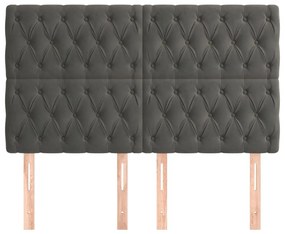 Cabeceira de cama 4 pcs veludo 72x7x78/88 cm cinzento-escuro