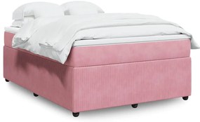 vidaXL Cama com molas/colchão 160x200 cm veludo rosa