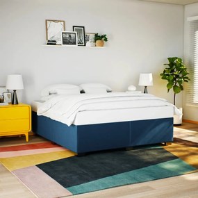 Estrutura de cama sem colchão 200x200 cm tecido azul