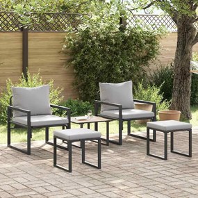 vidaXL Conjunto de Sofá de Jardim 4 pcs Preto 61 x 72.5 x 71 cm Aço