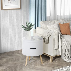 Mesa Auxiliar Moderna com 3 Níveis Mesa de Centro Desmontável com Tampa 2 Espaços de Arrumação Ø38x48,3 cm Branco e Madeira