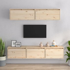 Conjunto de armário de TV 5 pcs madeira de pinho maciça