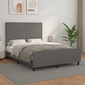 vidaXL Estrutura cama c/ cabeceira 140x200cm couro artificial cinzento