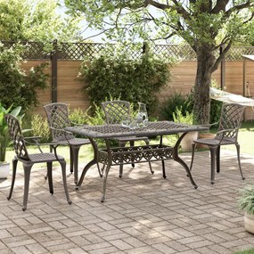 vidaXL 5 pcs conjunto de jantar para jardim alumínio fundido bronze