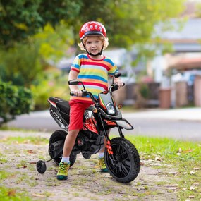 Motocicleta elétrica infantil com licença da Aprilia, com 2 motores de 12 V, rodas motrizes, luz LED e música - vermelha