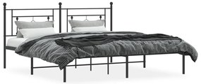 Estrutura de cama em metal com cabeceira 180x200 cm preto