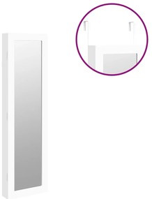 Móvel para joias de parede espelhado 30x8,5x106 cm branco