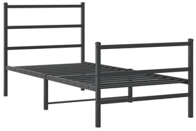 Estrutura de cama com cabeceira e pés 90x200 cm metal preto