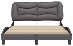 Estrutura de cama c/ luzes LED 120x200cm couro artificial cinza