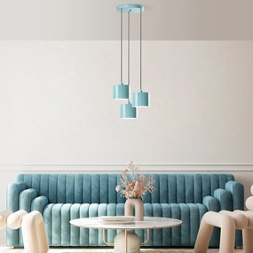 Chandelier Duz – Turquesa – Diâmetro 45 cm, Altura Total 75 - 110 cm