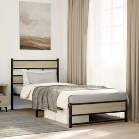Estrutura de cama sem colchão 90x200 cm metal carvalho sonoma