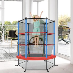 Trampolim para crianças 191 cm com rede de segurança e almofada para molas recreativas Estrutura em aço Azul