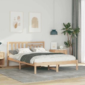 Estrutura da Cama com cabeceira Castanho 140 x 190 cm