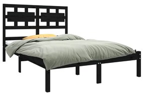 Estrutura de cama 140x190 cm madeira maciça preto