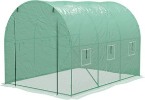Estufa de jardim em forma de túnel 298 x 200 x 197  com 6 m², com sistema de rega integrado, 3 m de comprimento x 2 m de largura, 6 janelas, porta enr