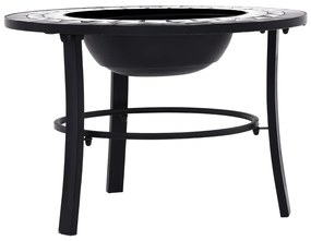 Braseira em mosaico 68 cm cerâmica preto e branco
