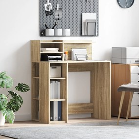 vidaXL Mesa com Armazenamento Carvalho Sonoma 90x48x101.5 cm Madeira Engenheirada