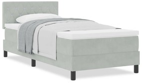 Cama Box Spring com Colchão Cinza Claro 90x200 cm Veludo
