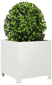 Vaso/floreira de jardim 40x40x40 cm aço branco