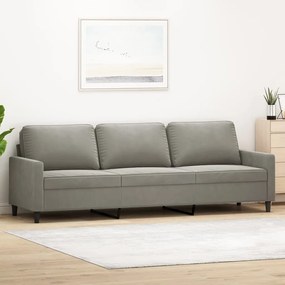 vidaXL Sofá de 3 lugares 210 cm veludo cinza-claro