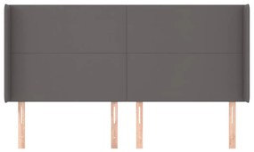 Cabeceira cama c/ abas couro artif. 183x16x118/128 cm cinzento