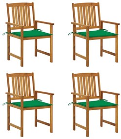 vidaXL Cadeiras de jardim c/ almofadões 4 pcs madeira de acácia maciça