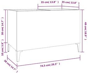 Armário para discos 74,5x38x48 cm derivados de madeira preto