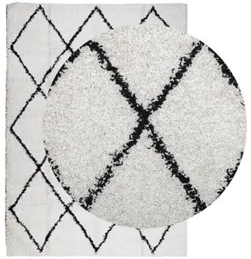 Tapete shaggy de pelo alto PAMPLONA 200x280 cm creme e preto