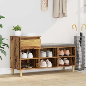 vidaXL Armário de Sapatos com gaveta Madeira antiga 102 x 36 x 60 cm