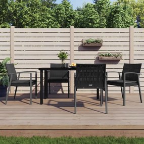 vidaXL 5 pcs conjunto de jantar p/ jardim c/ almofadões vime PE e aço