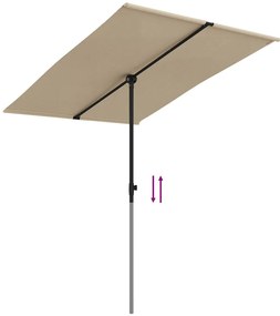 Guarda-sol jardim c/ poste de alumínio 2x1,5m cinza-acastanhado