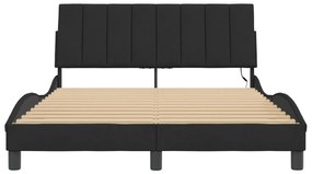 Estrutura de cama c/ luzes LED 120x200 cm veludo preto
