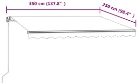 Toldo retrátil automático 350x250 cm amarelo e branco