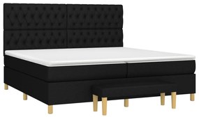 Cama com molas/colchão 200x200 cm tecido preto