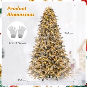 Árvore de Natal artificial de 240 cm com (DECORAÇÕES NÃO INCLUIDAS) pré-iluminada com 460 luzes LED brancas quentes Pontas dos ramos Verde e Branco