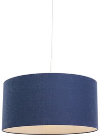 Candeeiro de suspensão moderno branco com cúpula azul antigo 50 cm - Combi 1 Moderno