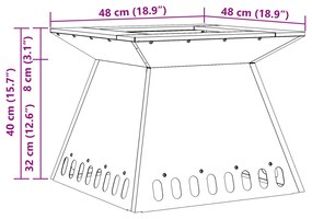 Fogueira vidaXL Preta 48x48x40 cm em Aço