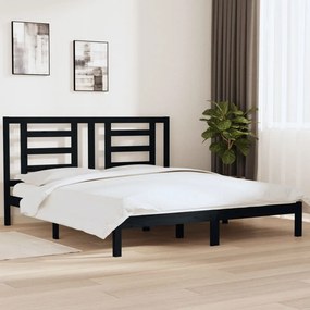 3104367 vidaXL Estrutura de cama super king 180x200 cm madeira maciça preto