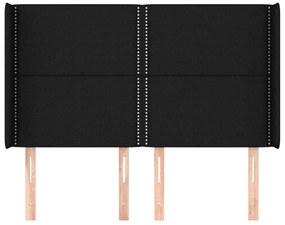 Cabeceira de cama c/ abas tecido 147x16x118/128 cm preto