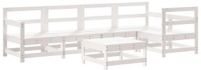 6pcs conjunto lounge jardim c/ almofadões madeira maciça branco