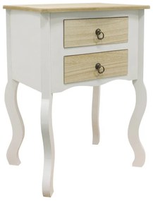 Mesa de Cabeceira Louge com 2 Gavetas - Branco/Carvalho - Design Cláss